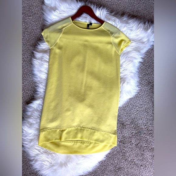 Womens LabWorks Shift Cap Sleeve Mini Dress Size S/P Yellow - Picture 3 of 7